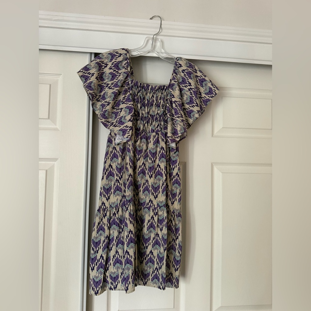 ZARA Dress with Purple and Teal Brushstroke Print